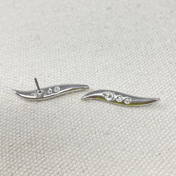 Swarovski‎ Signed S-Curve Earrings Pave Crystal 80s Vintage Silver-Tone Classic - Picture 6 of 9